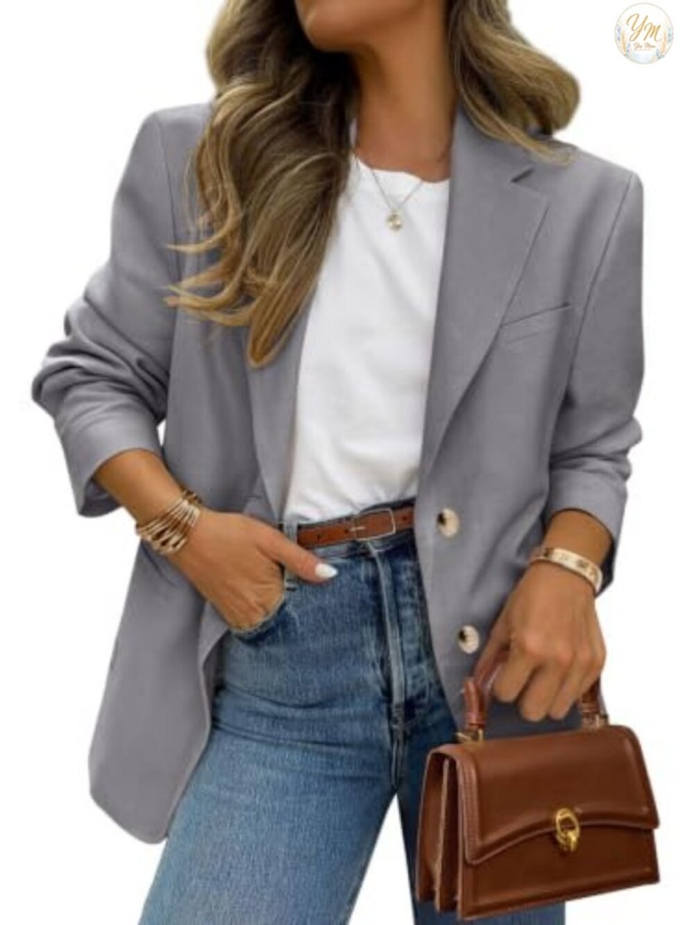 Women's Open Front Blazer Notch Lapel Long Sleeve Office Wear